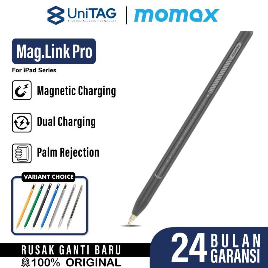 Momax Stylus Pen Mag.Link Pro Magnetic Wireless Charging - Space Grey TP9EPRO