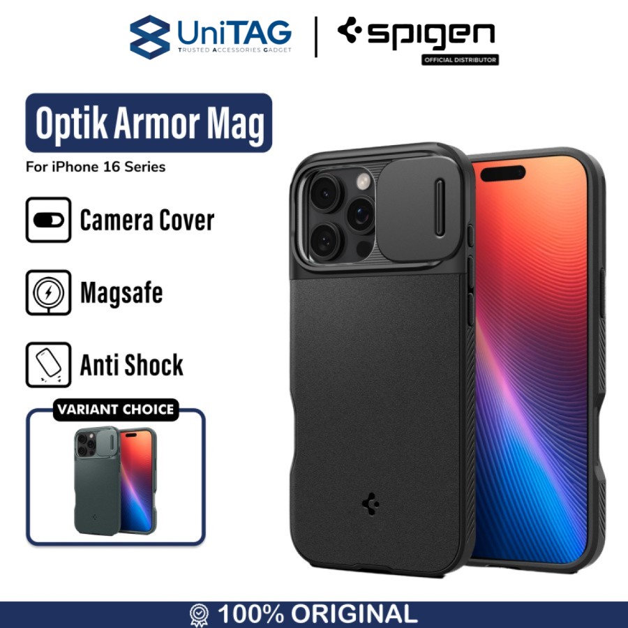 Spigen iPhone 16 Pro Max Case Magsafe Optik Armor MagFit - Black ACS08015-1