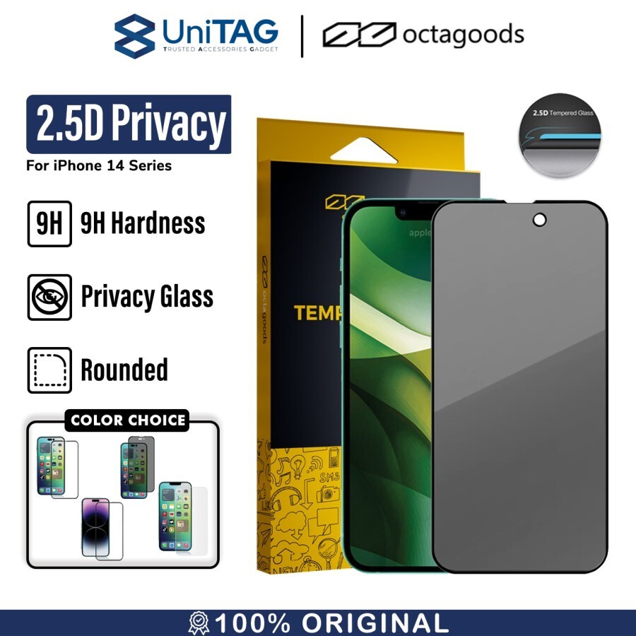 Octagoods iPhone 14 Pro Tempered Glass Privacy 2.5D Full Cover - Privacy PG6812