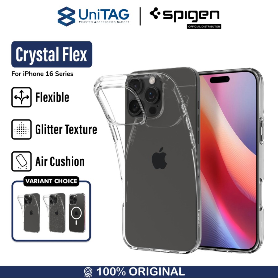 Spigen iPhone 16 Case Crystal Flex - Crystal Clear ACS08222 (Offline SKU)
