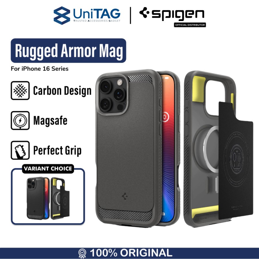 Spigen iPhone 16 Pro Case Magsafe Rugged Armor MagFit - Gray ACS08116