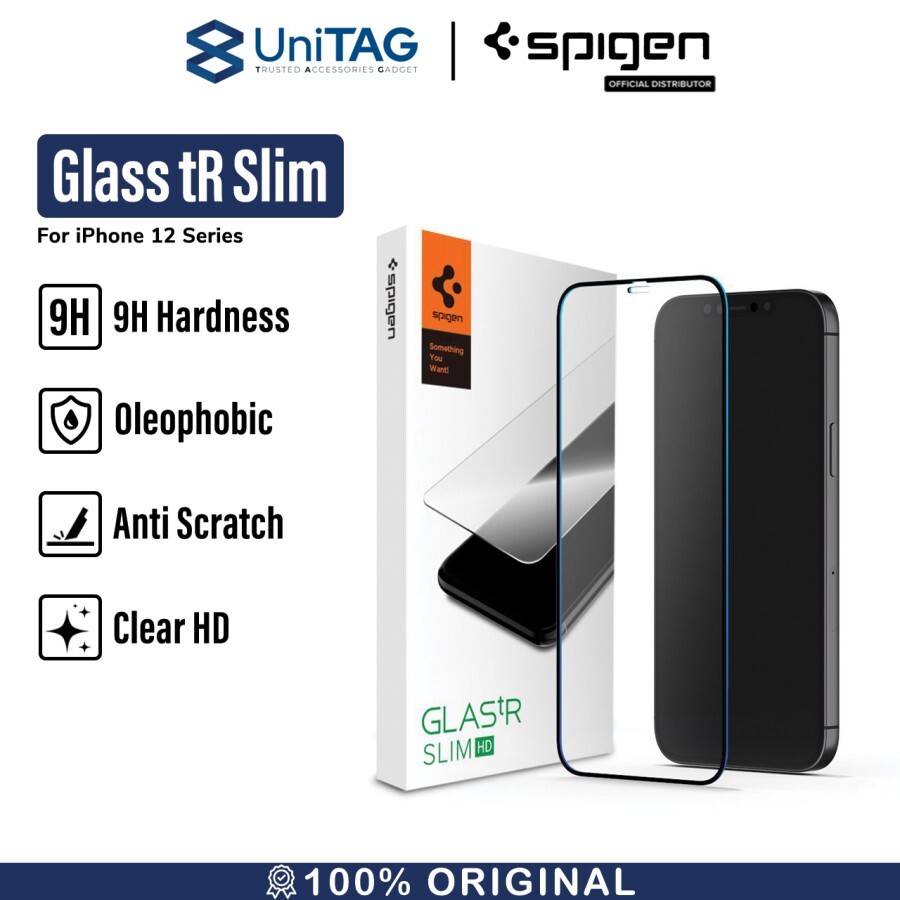 Spigen iPhone 12 Pro Max Tempered Glass Full Cover 1 Pack GlastR Slim - Black AGL01468
