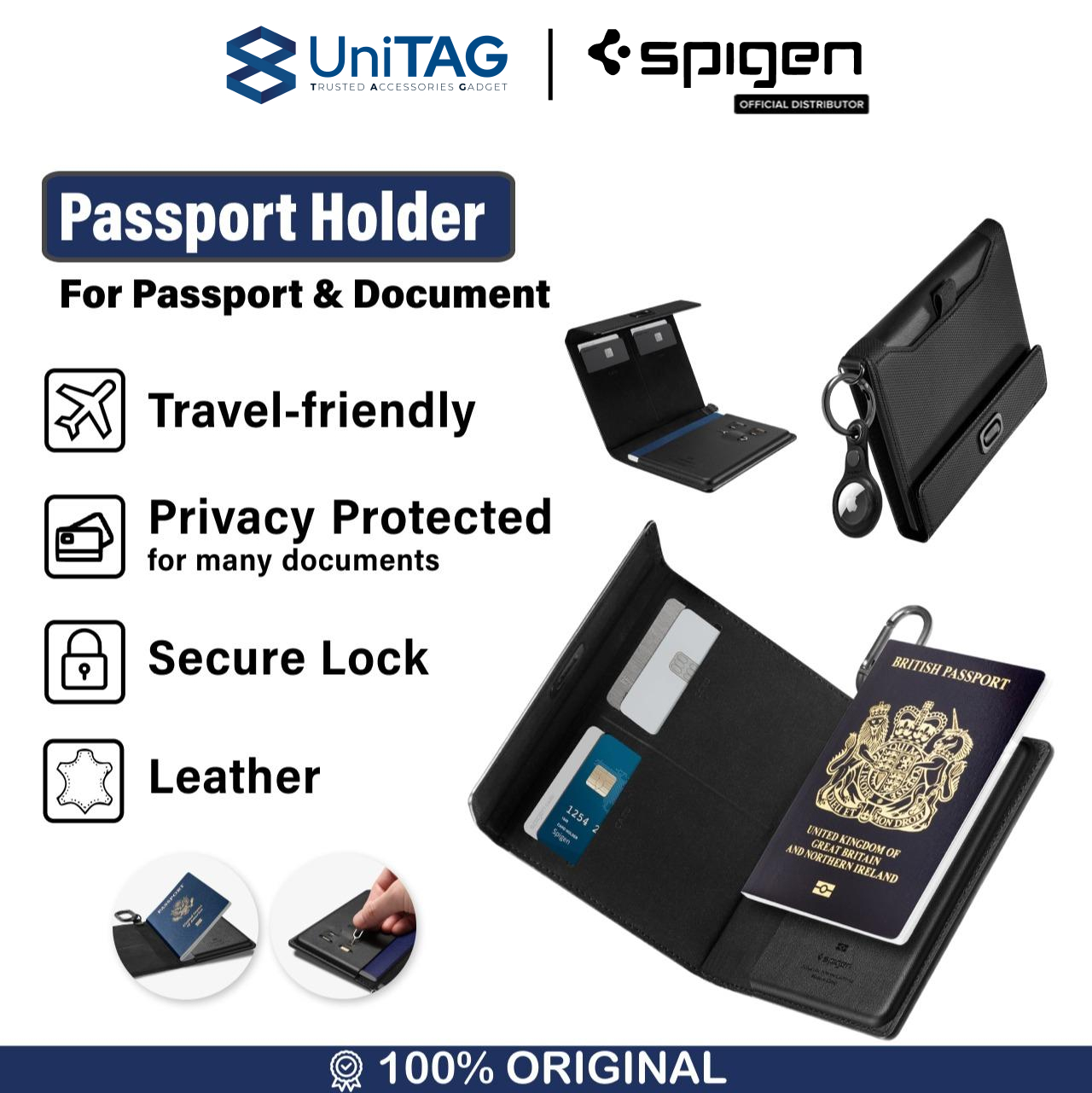 Spigen Passport Holder Universal Passport Holder - Black AFA05538