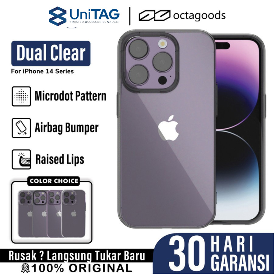 Octagoods iPhone 14 Plus Case Dual Clear - Smoke Black