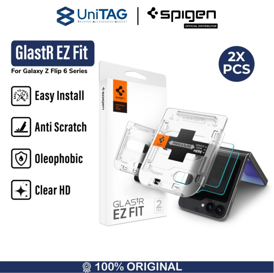 Spigen Galaxy Z Flip 7 FE / 6 Tempered Glass with Tray 2 Pack GlastR EZ Fit - Transparency AGL07972
