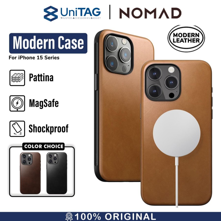 Case iPhone 15 Pro Max Plus Nomad Modern Leather MagSafe Cover Casing