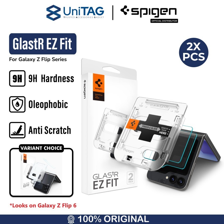 Spigen Galaxy Z Flip 5 Tempered Glass Cover with Tray 2 Pack GlastR EZ Fit - Transparency AGL06525