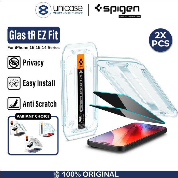 Spigen iPhone 14 Pro Max Tempered Glass with Tray 2 Pack GlastR EZ Fit - Transparency AGL05202
