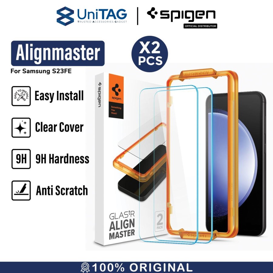 Spigen Galaxy S23 FE Tempered Glass with Tray 2 Pack GlastR AlignMaster - Transparency AGL06986
