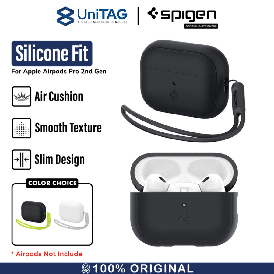 Spigen AirPods Pro 2 Case with Strap Black Silicone Fit - Black ACS05479