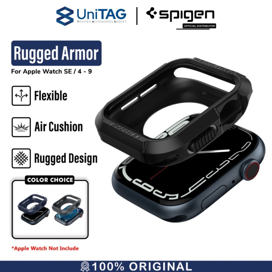 Spigen Apple Watch 45mm / 44mm (Series 9 / 8 / 7 / 6 / 5 / 4 / SE 2 / SE 1) Case Rugged Armor - Black 062CS24469