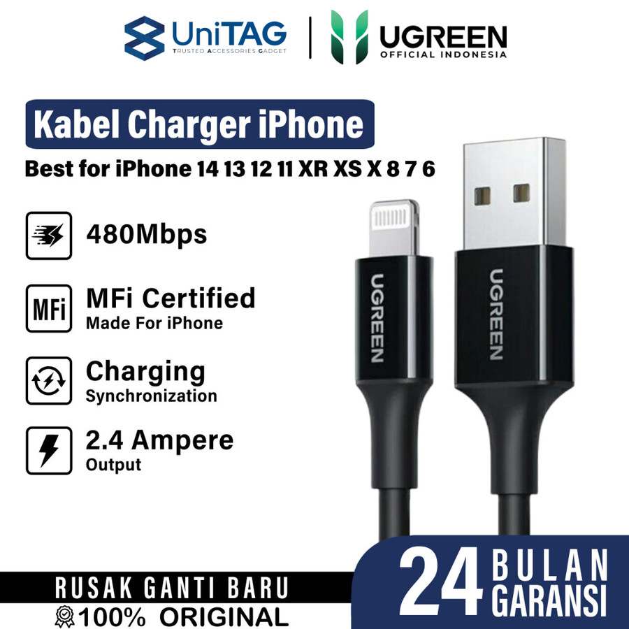 UGREEN Kabel Charger Lightning - USB A 2.4A 1m - Black US155 80822
