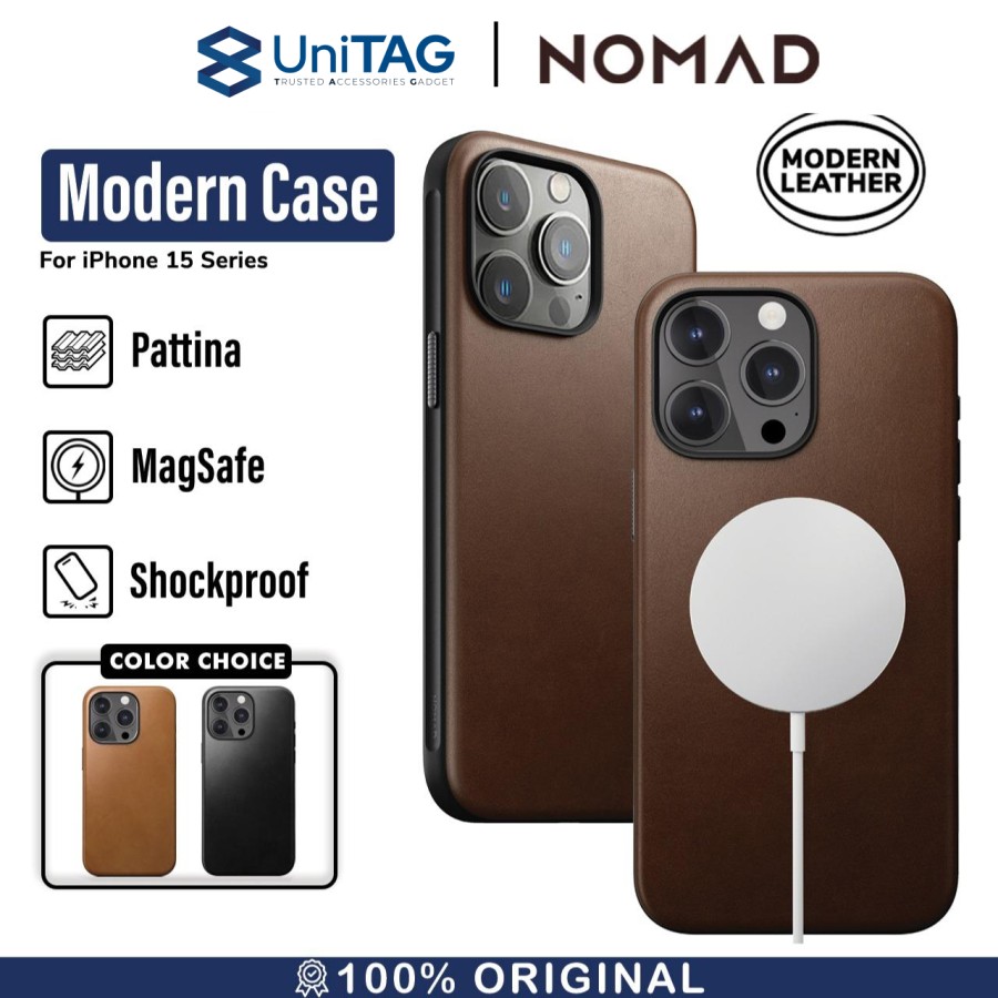 Nomad iPhone 15 Case Magsafe Modern Horween Leather Case - Brown NM01605485