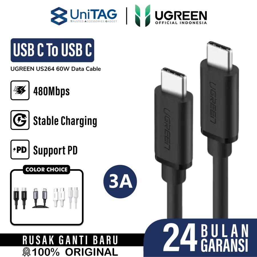 Cable Data USB 2.0 Type C to Type C UGREEN US286 60W Fast Charging