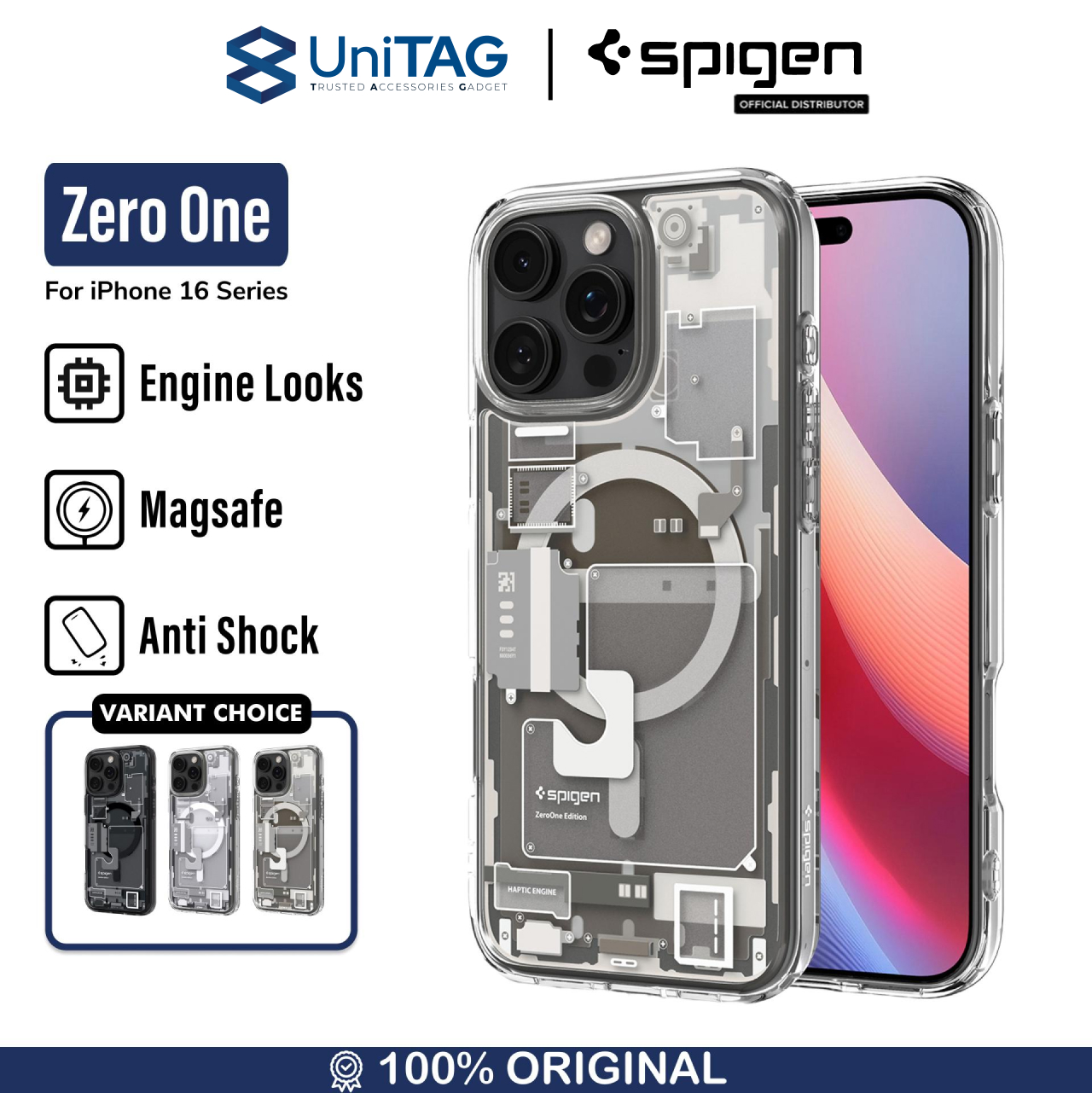 Spigen iPhone 16 Pro Max Case Magsafe Ultra Hybrid MagFit Zero One - Natural Titanium ACS08381