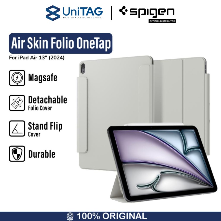 Spigen iPad Air 13" (2025 / 2024) Case Air Skin Folio OneTap - Gray ACS08492