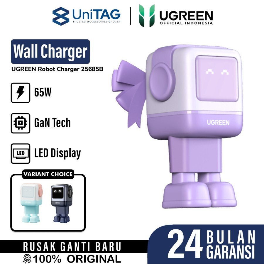 UGREEN Wall Charger 65W 2C1A GaN Nexode Uno - Pink Blue CD361 35855-1