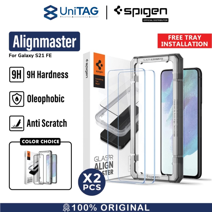 Spigen Galaxy S21 FE Tempered Glass with Tray 2 Pack GlastR AlignMaster - Transparency AGL03088