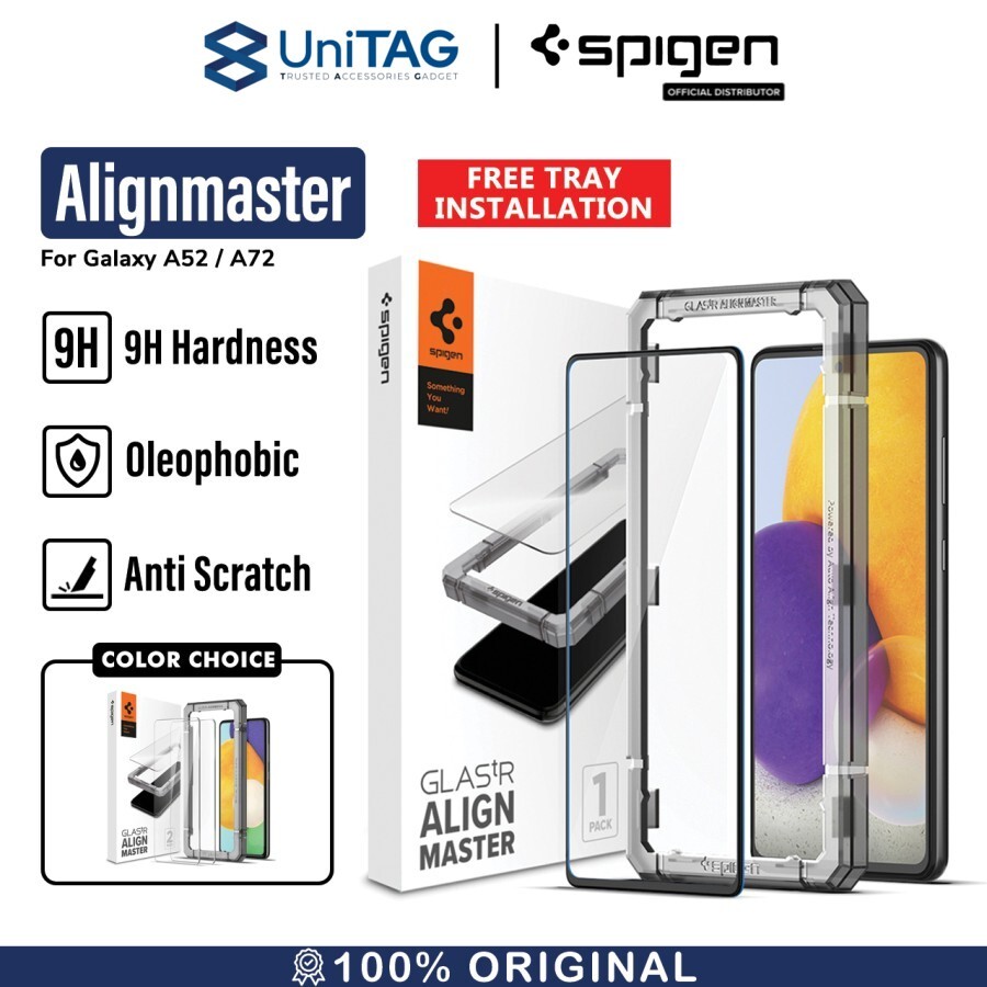 Spigen Galaxy A52 Tempered Glass Full Cover with Tray 1 Pack GlastR AlignMaster - Black AGL02821