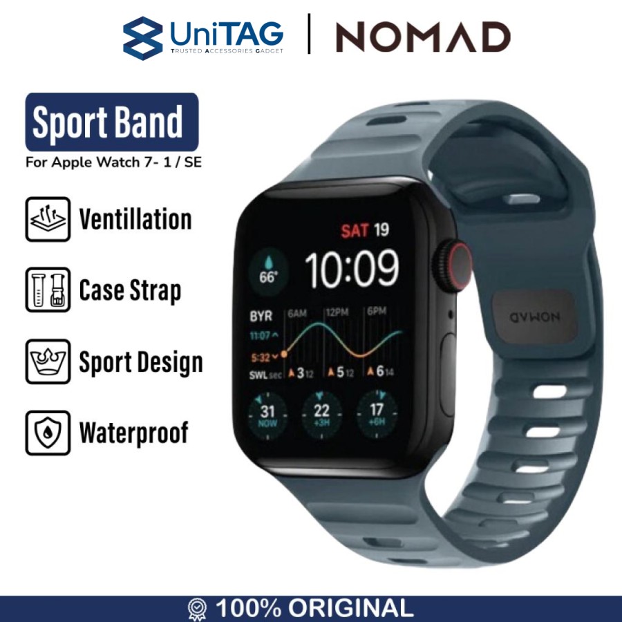 Nomad Apple Watch 49mm / 46mm / 45mm / 44mm / 42mm (Series 3 / 2 / 1) Strap Sport Band - Marine Blue NM01133285