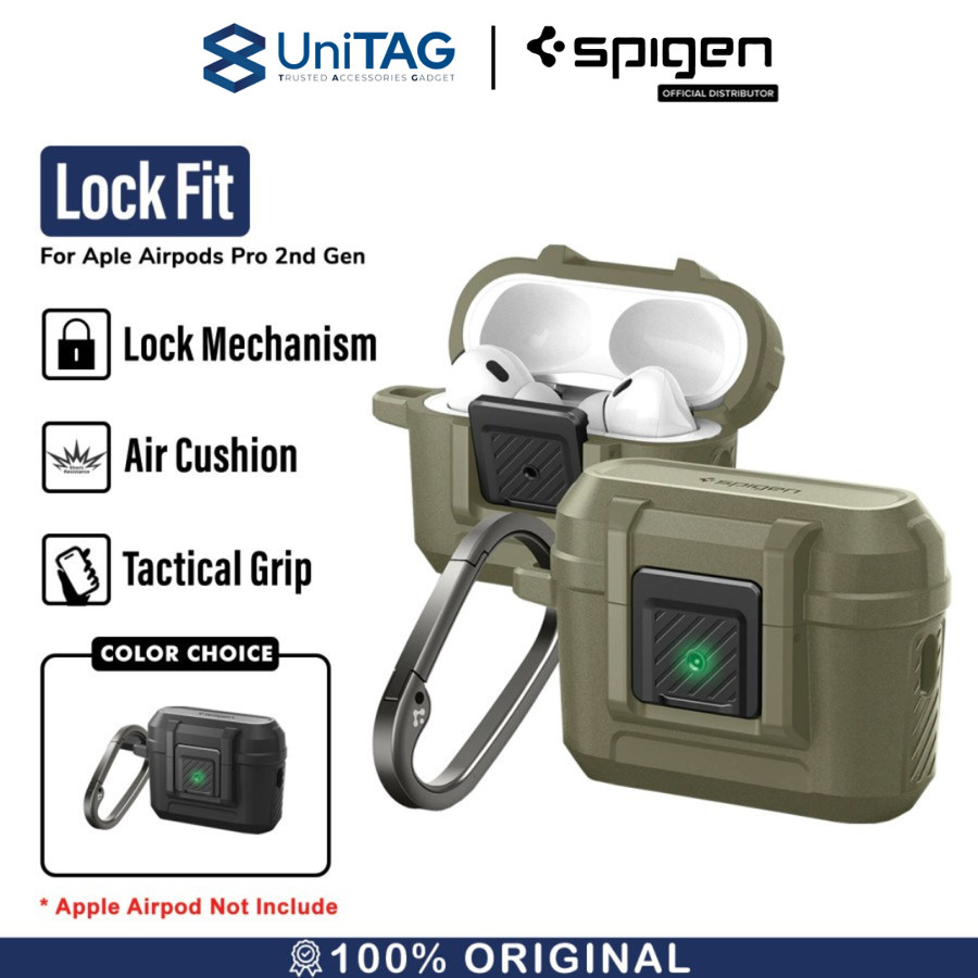 Spigen AirPods Pro 2 Case Lock Fit - Vintage Khaki ACS05911