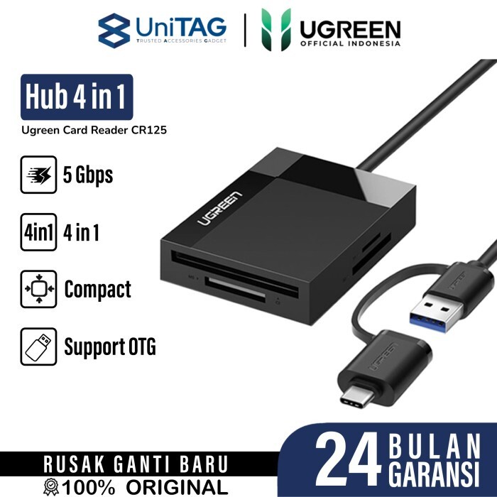 Card Reader UGREEN Hub 4 in 1 USB A 3.0 / USB C to SD MicroSD TF CF MS