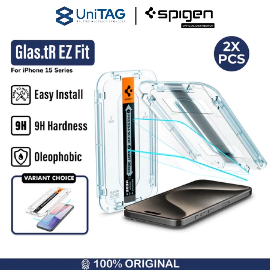 Spigen iPhone 15 Pro Max Tempered Glass with Tray 1 Pack GlastR EZ Fit - Transparency AGL06878-1 (Offline SKU)