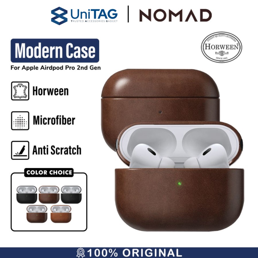 Nomad AirPods Pro 2 Case Modern Horween Leather Case - Rustic Brown NM01997085
