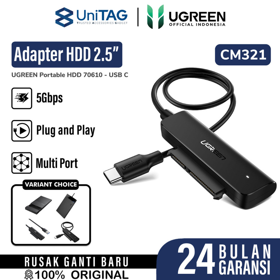 Adapter Converter UGREEN SATA 2.5 inch to USB A/Type C 5Gbps HDD SSD