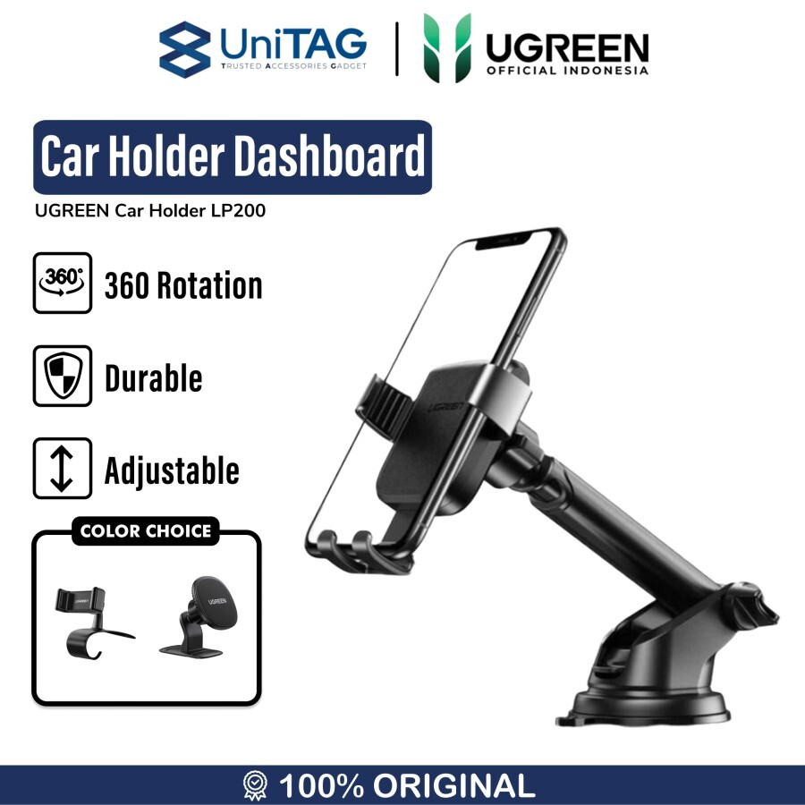 UGREEN Car Holder / Kaca Depan Dashboard Gravity with Suction Cup - Black LP200 60990B