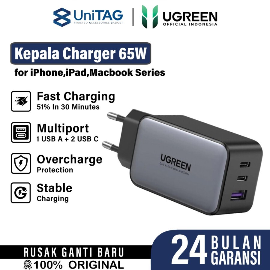 UGREEN Wall Charger 65W 1A 2C GaN Nexode - Space Grey CD244 10335