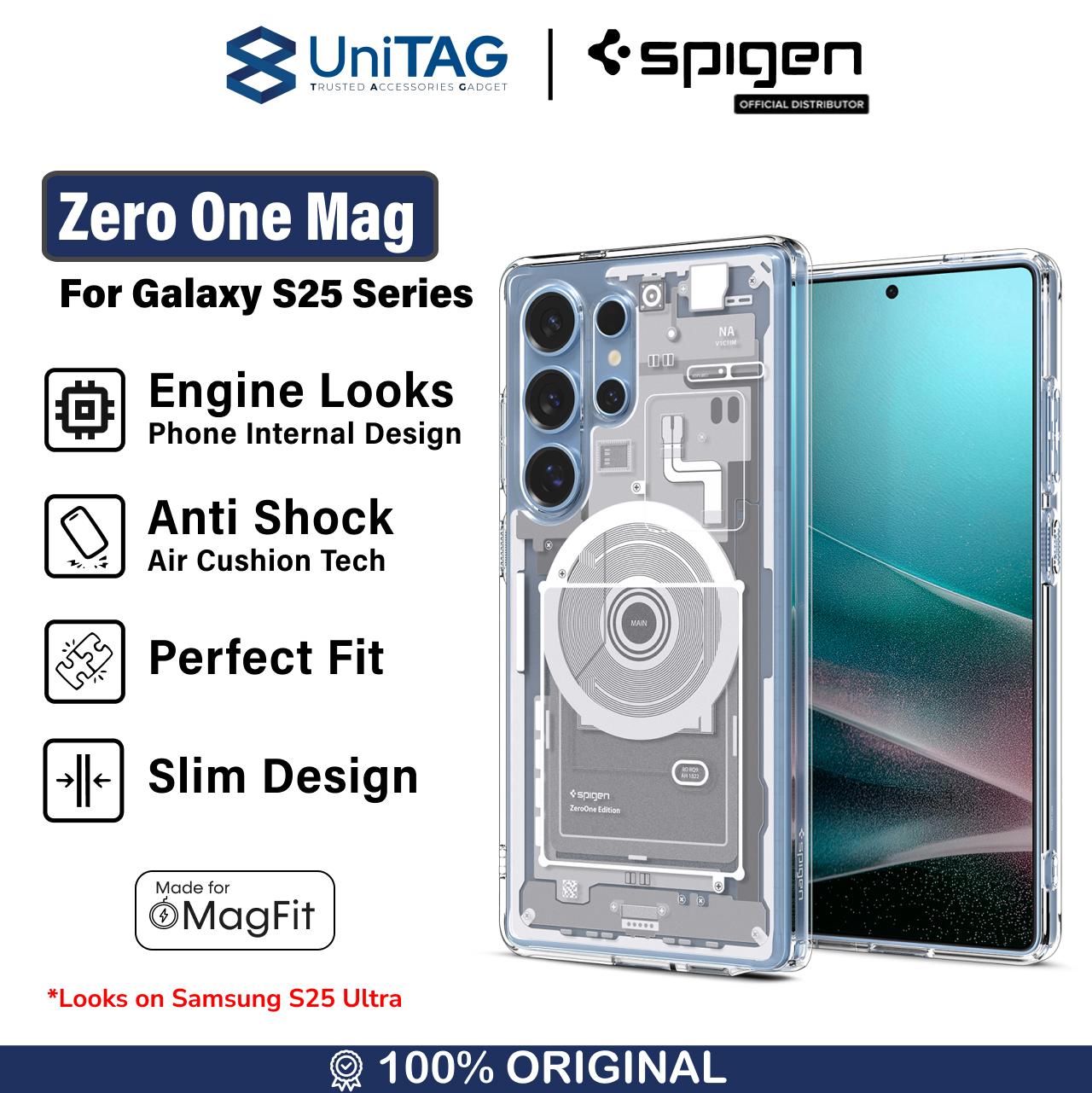 Spigen Galaxy S25 Ultra Case Magsafe Ultra Hybrid MagFit Zero One - White ACS08958