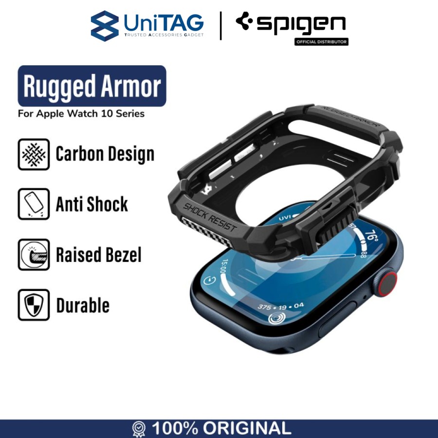 Spigen Apple Watch 10 (46mm) Case Rugged Armor - Matte Black ACS08597