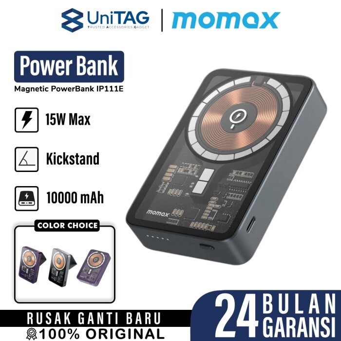 Momax Powerbank Magsafe Transparent Stand 10000mAh Q.Mag Power 11 - Space Grey IP111E