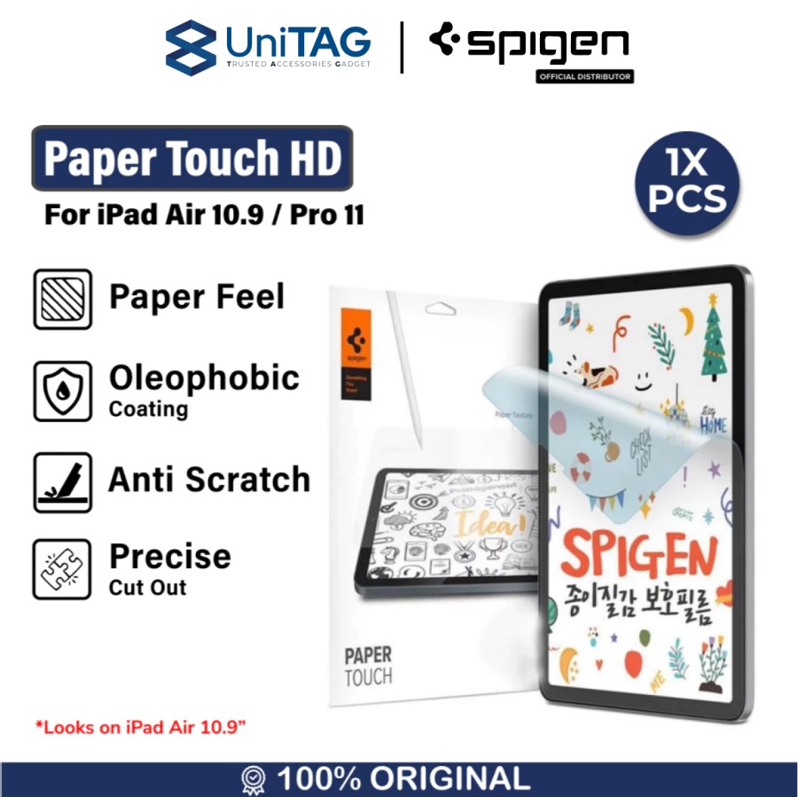 Spigen iPad Air 5 / 4 10.9" (2022 / 2020) / iPad Pro 11" (2022 / 2021 / 2020 / 2018) Screen Protector Paperlike 1 Pack Paper Touch HD with Tray - Matte AFL03001 (Offline SKU)