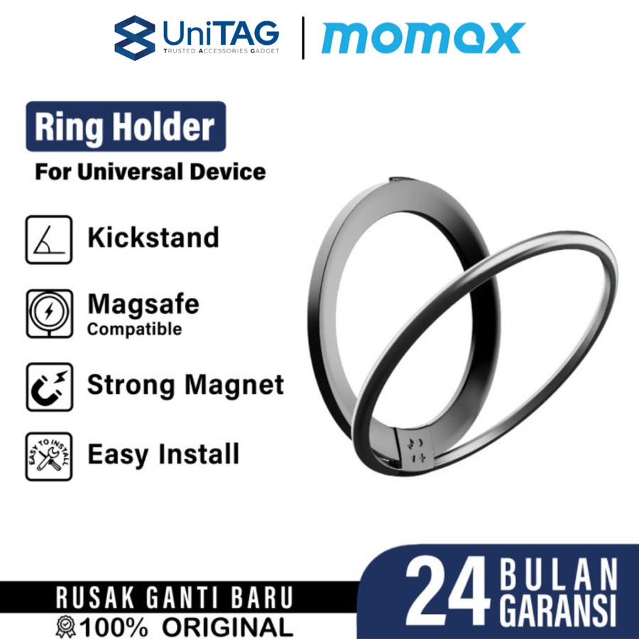 Momax Phone Stand Hoop Magnetic Ring Stand - Black KH19D