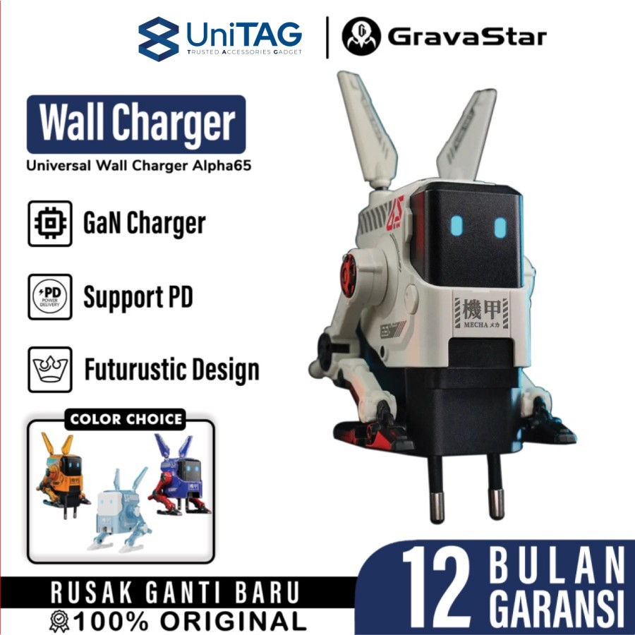 Gravastar Adaptor 65W GaN Fast Charger EU Alpha65 - Dawn White GRAVASTAR A65_WHT_EUK