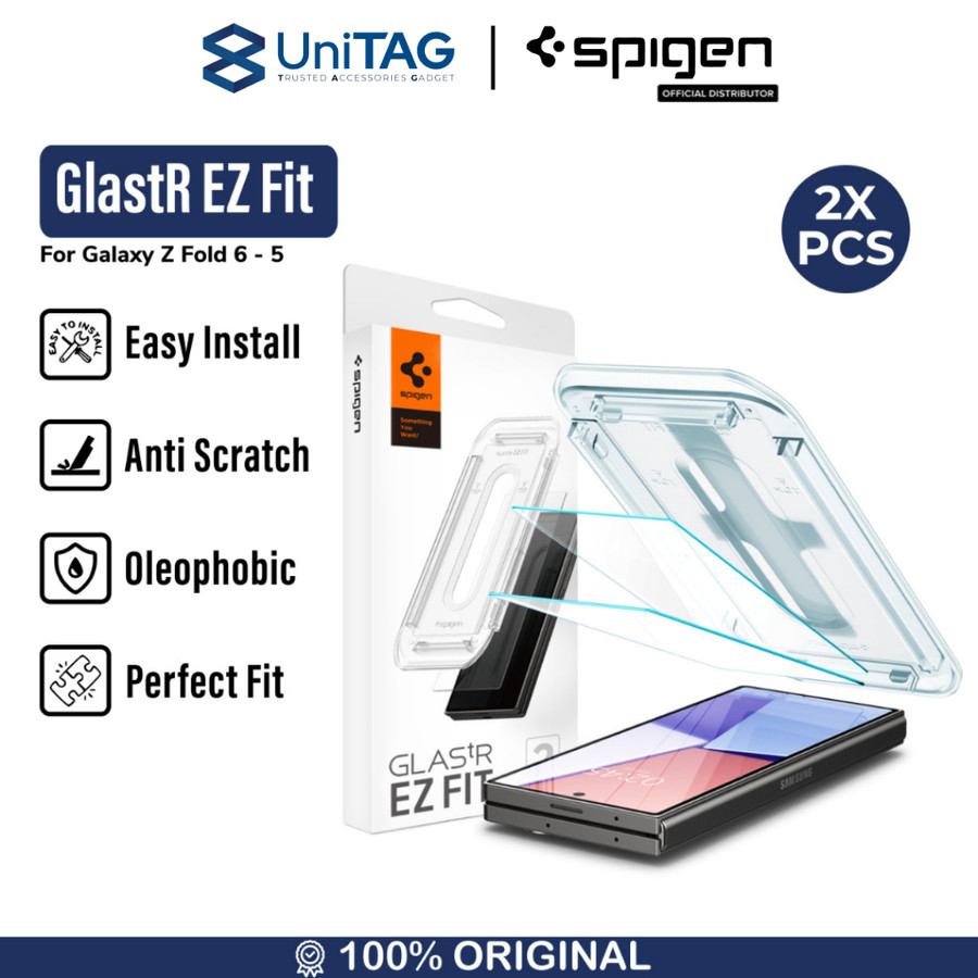 Spigen Galaxy Z Fold 5 Tempered Glass with Tray 2 Pack GlastR EZ Fit - Transparency AGL06523
