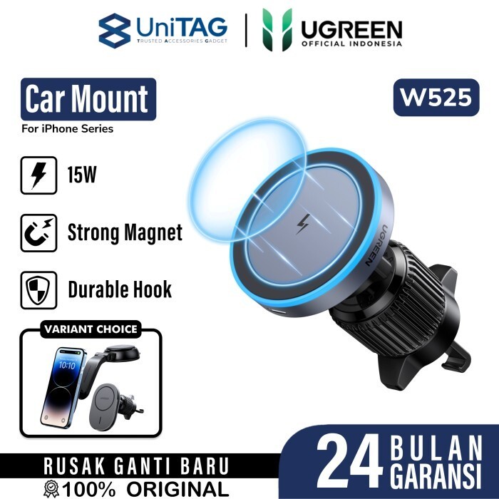 UGREEN Car Holder Wireless Magnetic Qi2 25W Magflow - SIlver W758 55967