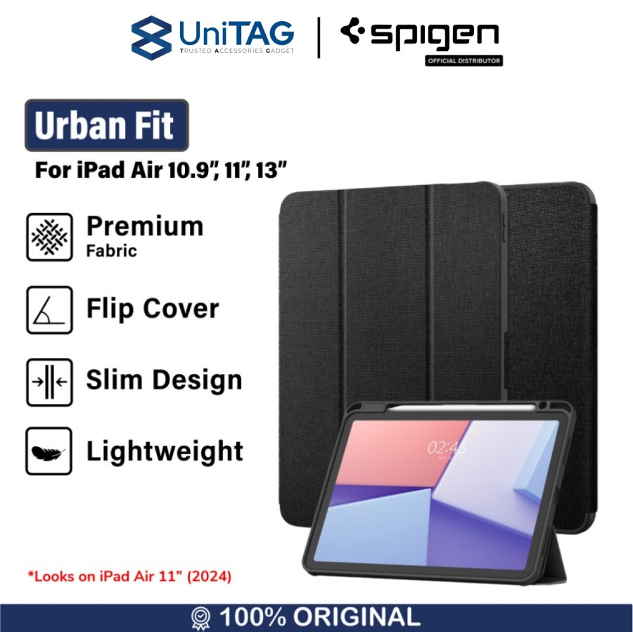 Spigen iPad Air 11" (2025 / 2024) / 10.9" (2022 / 2020) Case Urban Fit - Black ACS07754