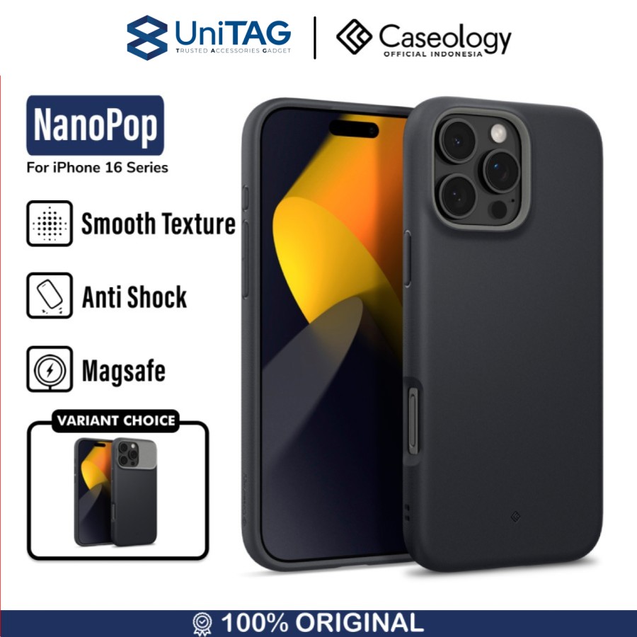 Caseology iPhone 16 Pro Case Magsafe Nano Pop Mag - Black Sesame ACS08175