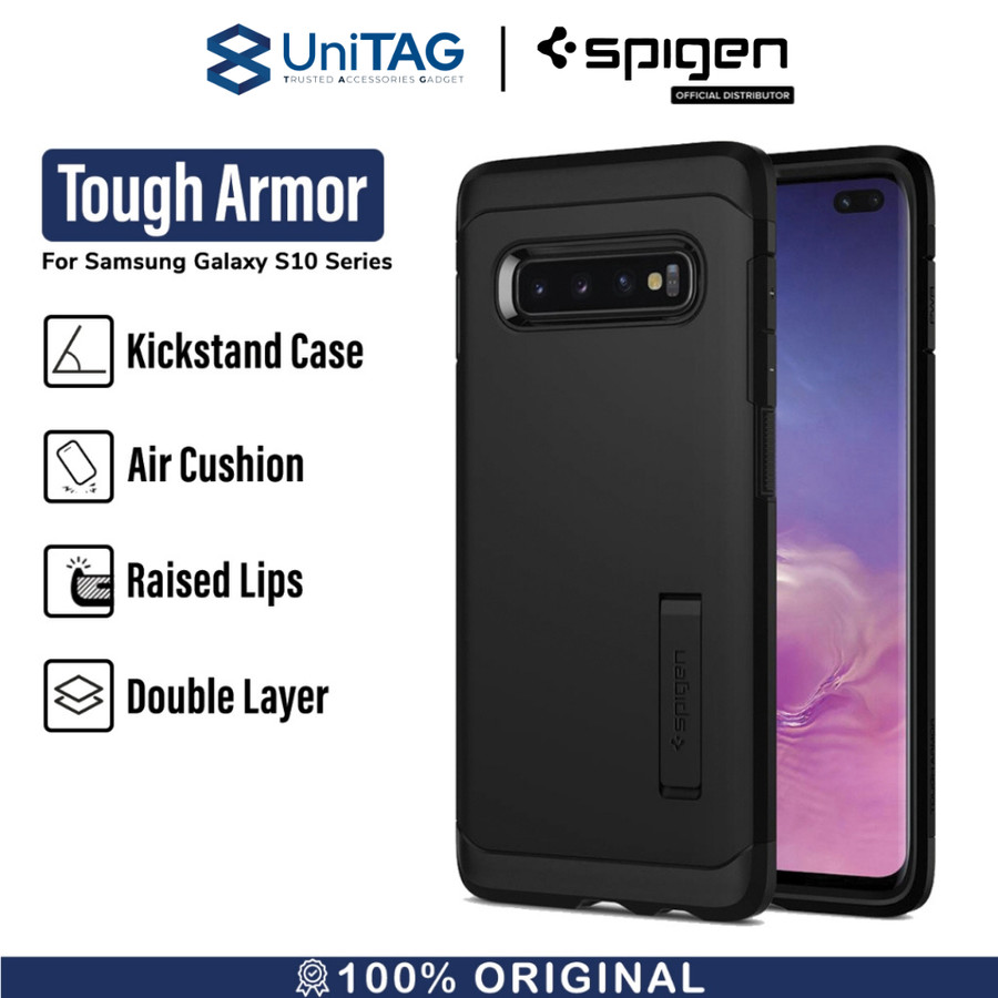 Spigen Galaxy S10 Plus Case Stand Tough Armor - Black 606CS25770