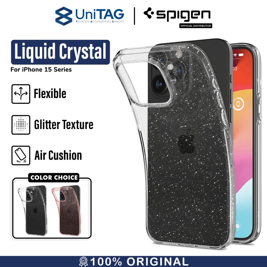 Spigen iPhone 15 Pro Max Case Liquid Crystal Glitter - Crystal Quartz ACS06559