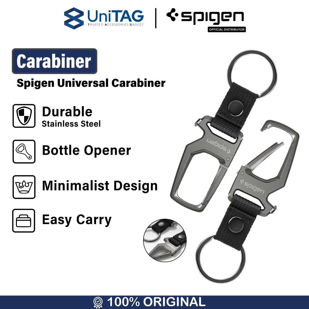 Spigen Carabiner with Key Ring - Gunmetal AHP01869