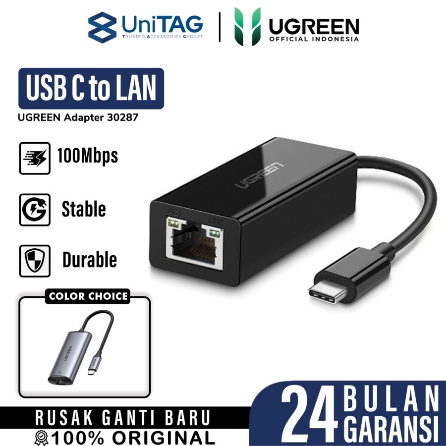 UGREEN Adapter USB C to LAN RJ45 Ethernet - Space Gray CM199 50737-1