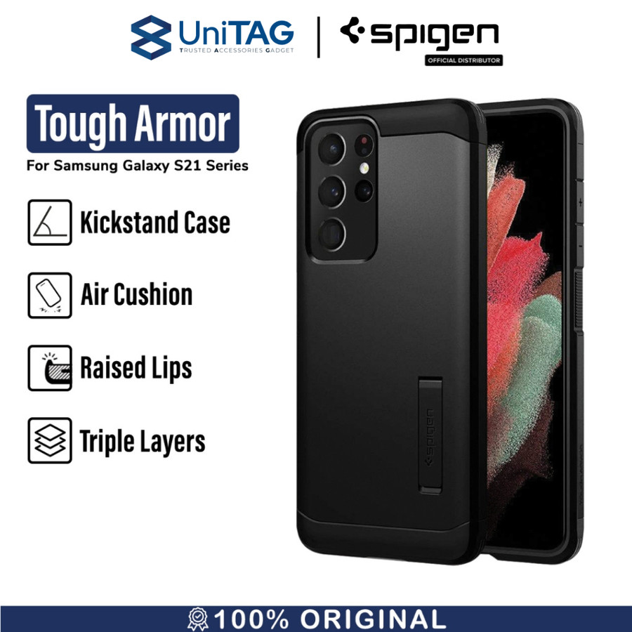 Case Samsung Galaxy S21 Ultra Plus Spigen Tough Armor Stand Casing
