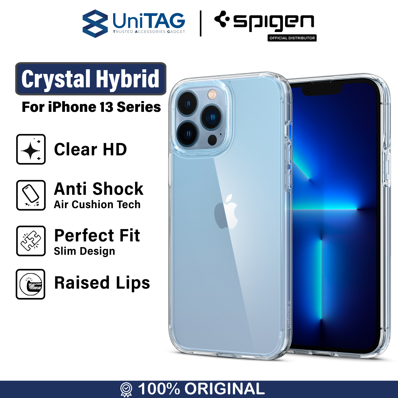 Spigen iPhone 13 Pro Case Crystal Hybrid - Crystal Clear ACS03299