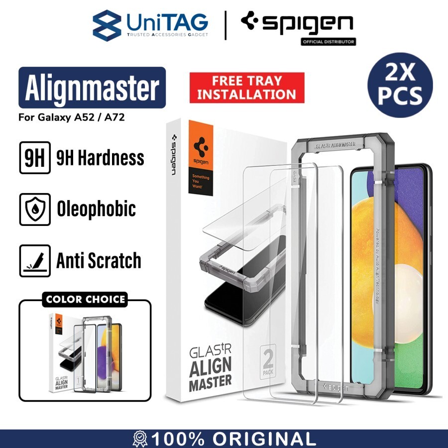 Spigen Galaxy A52 Tempered Glass with Tray 2 Pack GlastR AlignMaster - Black AGL03012