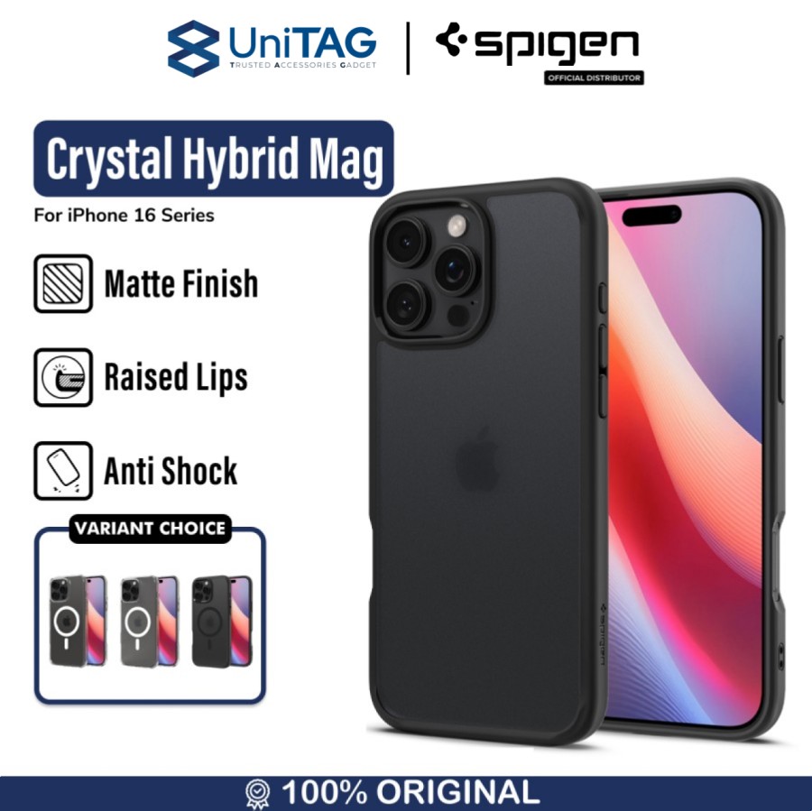 Spigen iPhone 16 Pro Max Case Crystal Hybrid -Matte Black ACS08031 (Offline SKU)