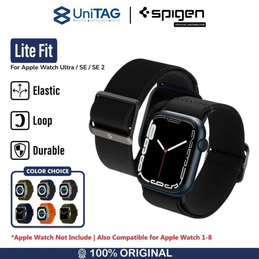 Spigen Apple Watch 49mm / 46mm / 45mm / 44mm / 42mm (Series 3 / 2 / 1) Strap Watch Lite Fit - Black AMP02286